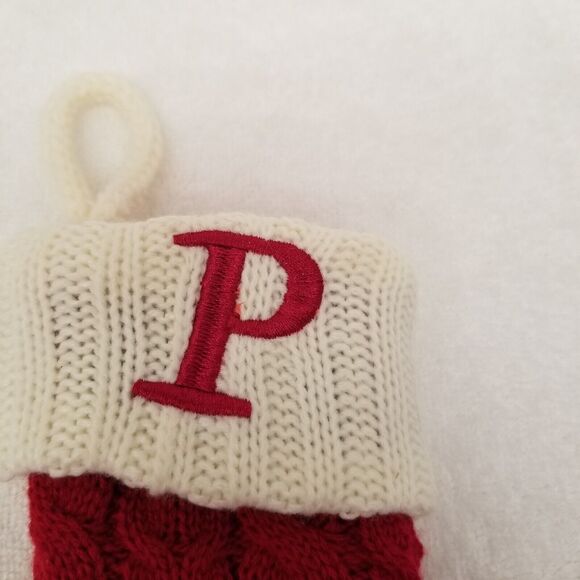 Baby Christmas stocking monogram P seven inches tall - Picture 2 of 6